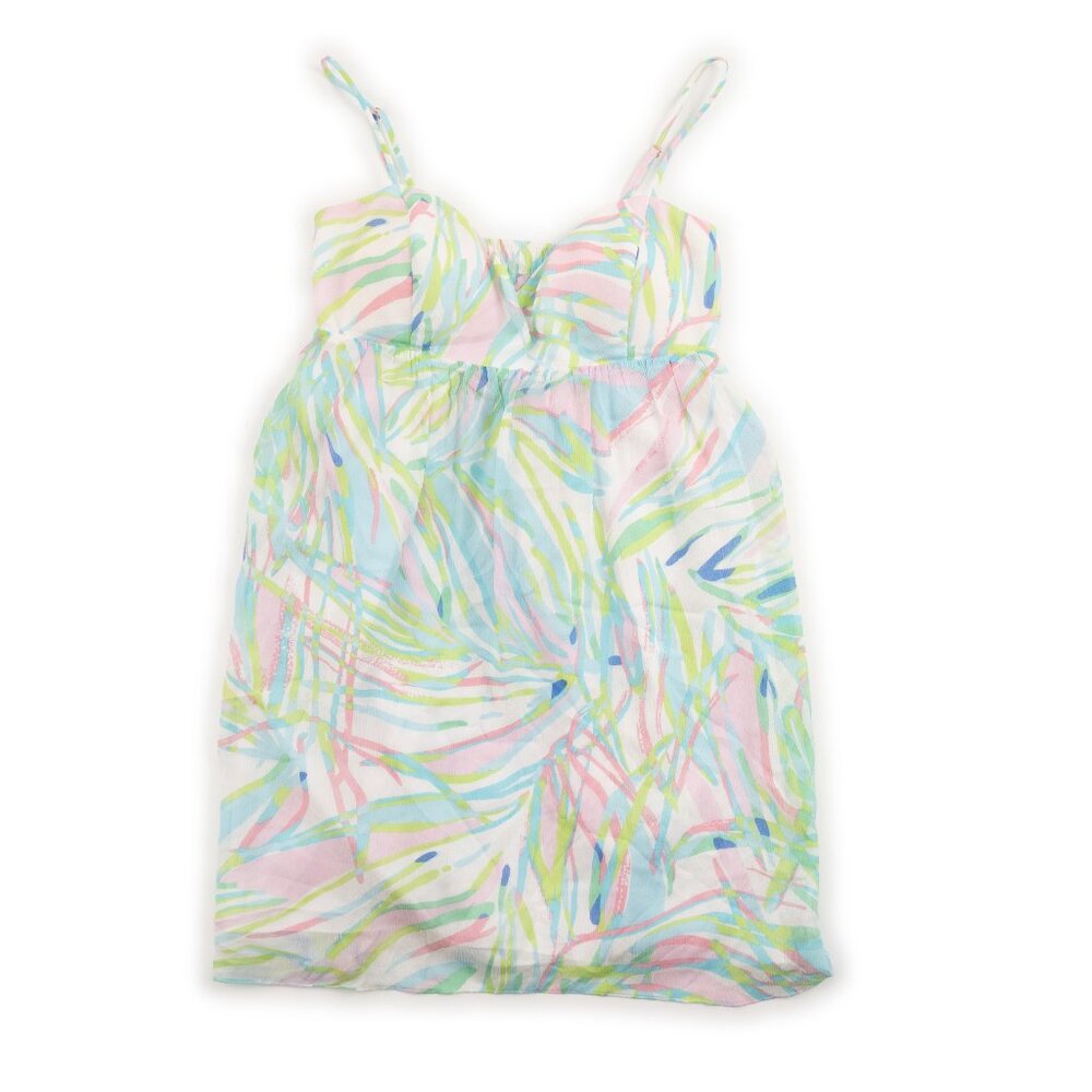 LILLY PULITZER 100% silk Dorothy Skye Blue Salute Baby Doll Dress size 6